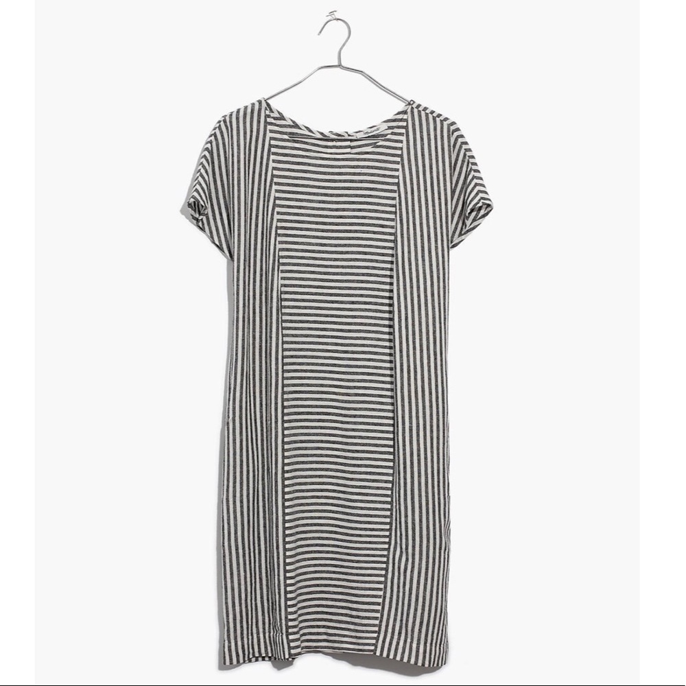 Madewell Stripe-Play Button-Back Tee Dress XS